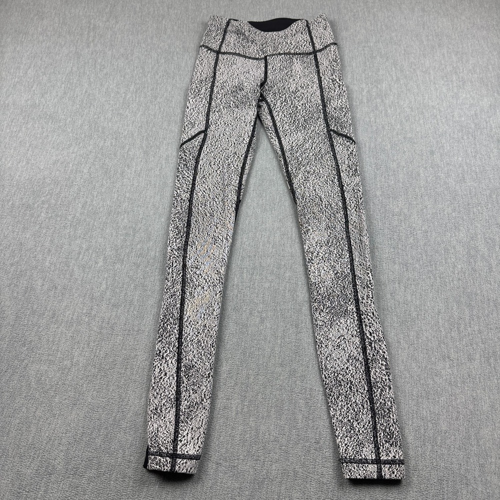 Lululemon Womens Leggings 2 Gray Black Sole Training 7/8 Tight Yoga Athletic